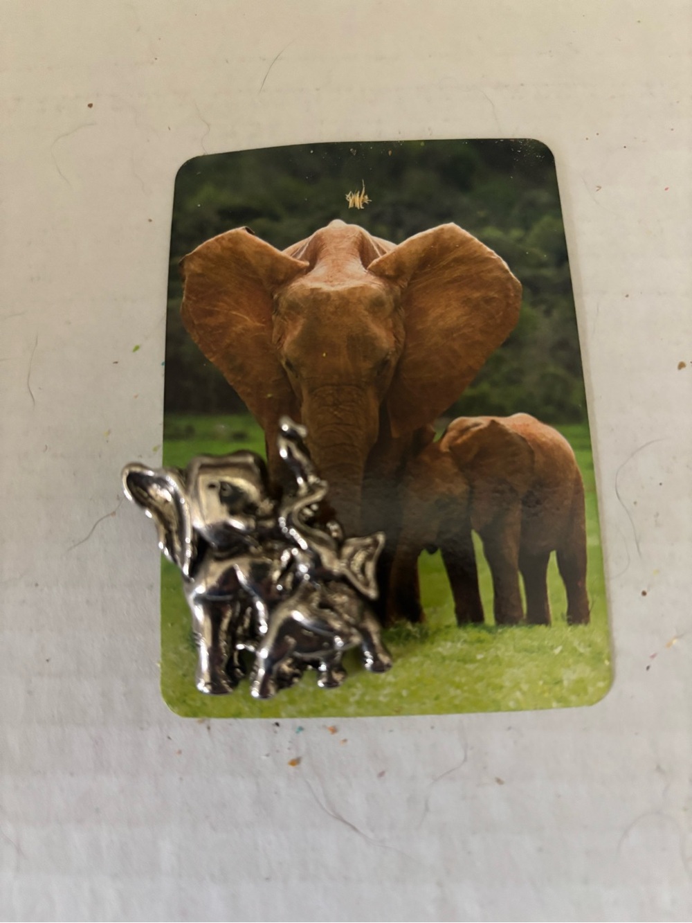 Silver Elephant duo Pin - Shiny Silver Elephant Brooch